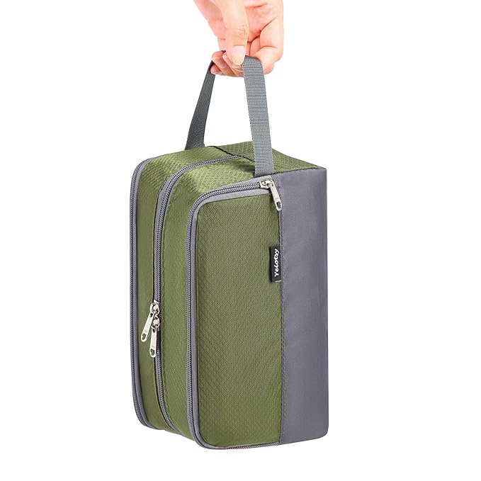 Yeiotsy Boys Toiletry Bag - Kids Travel Dopp Kit with Mesh Pockets, Compact Organizer for Gym, Camping, Hiking (Army Green)