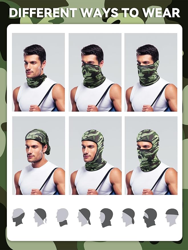 SATINIOR 6 Pcs Ski Mask Cover Balaclava Full Face Mask Summer Face Cover UV Windproof Balaclava for Men Women Outdoor Sports