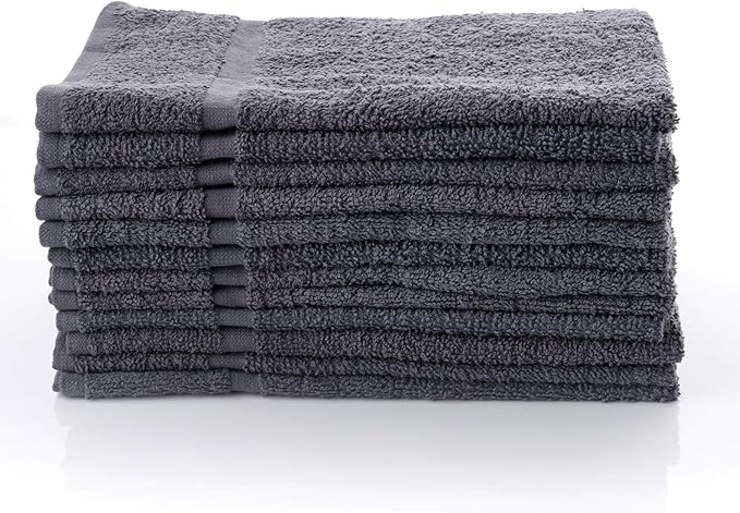 Simpli-Magic Cotton Hand Towels 16"x27" (12 Pack) – Soft Towels for Bathroom, Kitchen, Salon & Gym (Gray)
