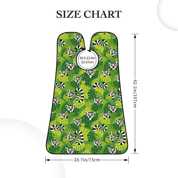 Waterproof Beard Trimming Bib, Non-Stick Hair Catcher for Men Shaving, Grooming Apron for Husband Dad, Tropical Green Leaves Exotic Jungle Animal Lemurs Monkey Shave Bib