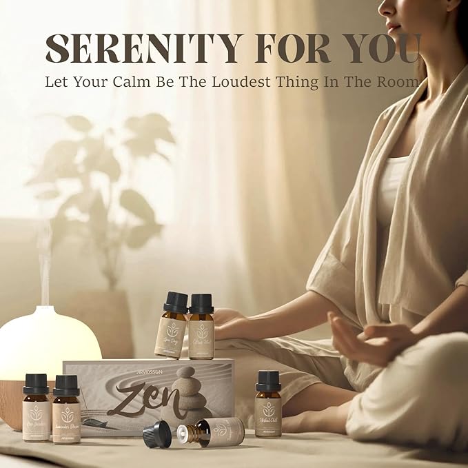 ARVIDSSON Zen Essential Oils Set, Nautal Tranquil Essential Oil for Diffusers for Home - Zen Garden, Lavender Dream, Serene Spa, Citrus Mint, Tranquil Wood, Herbal Chill, Gift for Women