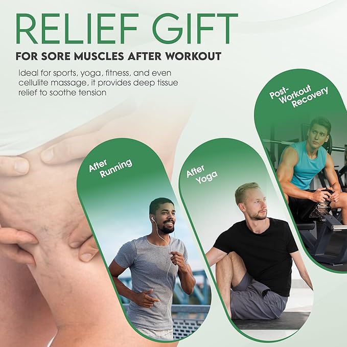Cellulite Massage Roller, Fascia Blaster, Lymphatic Drainage Massager, Relieve Muscle Soreness, Body Sculpting Tool with Detachable Handles for Thighs, Legs, Buttocks, Gift Exfoliating Brush. (Green)