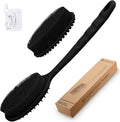 Silicone Back Scrubber, Soft Silicone Loofah with Handle, Gentle Exfoliating Back Scrubber, Back Brush Bath Brush with Two Dual-Side & Detachable Brush Heads(Black-Two Heads)