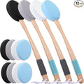 Sunnyray 12 Pcs 17 Inches Lotion Applicator for Back, 8 Replaceable Pads with 4 Long Handled, Long Handle for Easy Reach and Self Application of Body Wash, Shower Brush Back Sunscreen Applicator