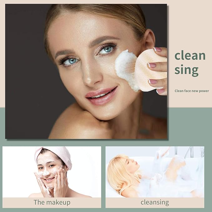 3 Pcs Konjac Bath Sponge for Kids, Babys, Infant, Toddler, 100% All Natural KONJAC Shower Body Sponges, 3 Colors and Extra Large Size, Safe for Oily, Dry, Combination or Sensitive Skin