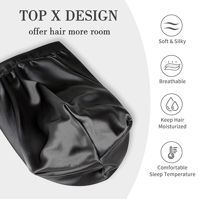 Long Silk Satin Bonnet for Braids, XL Dreadlocks for Curly Frizzy Hair Sleeping, Large for Black Women Men