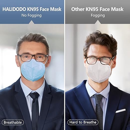 HALIDODO KN95 Face Mask, 5-Ply Breathable Comfortable Safety Mask (Grey)
