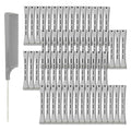 60 Pieces Hair Perm Pods Plastic Perming Rods Cold Wave Rods Curlers Hair Rollers with 1 Pieces Steel Pintail for Hairdressing Styling(Grey, 1.5 Cm/0.59 Inch)