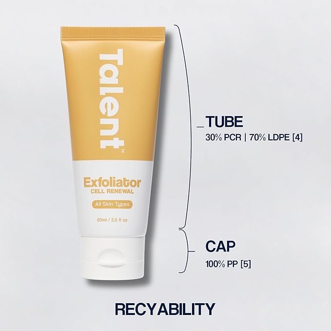 Talent Men's Cell Renewal Exfoliator – Korean Skincare, EWG Verified, Fragrance-Free Volcanic Rock Face Scrub, All Skin Types, 2 fl oz