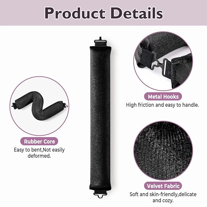 Overnight Hair Curlers Heatless Curls - 6 Pcs No Heat Blowout Curling Rods to Sleep In with Satin Hair Scarf