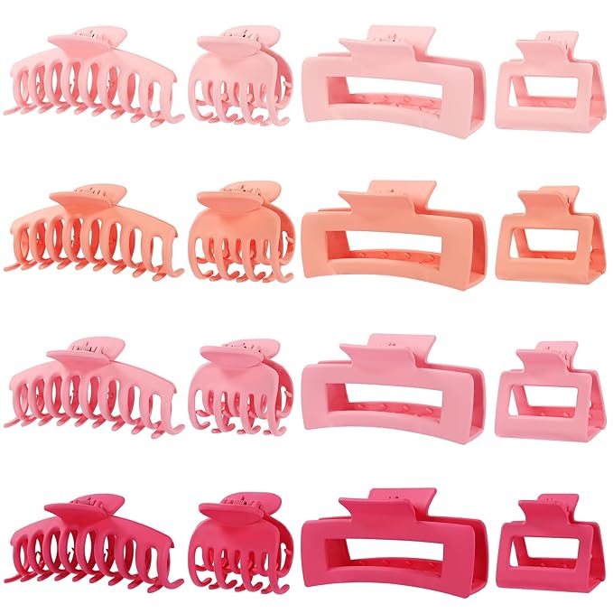 Hair Claws 16 Pcs Hair Clips for Women Thin Thick Curly Hair Large and Small Matte Banana Clips Strong Hold Nonslip
