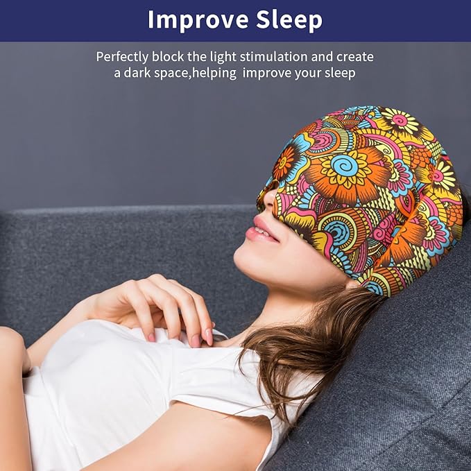 ZNÖCUETÖD Migraine Relief Cap Headache Relief Cap Cold Cap Ice Hat for Migraines Headache Sinus Stress Tension Head Ice Pack Wrap Migraine Mask Hangover Cap Ice Beanie Hot/Cold Compress Gift for Women