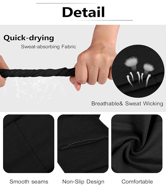 Headbands for Women, 8pcs Stretchy Non Slip Soft Cotton Cloth Hair Bands for Sports, Workout, Yoga and Running