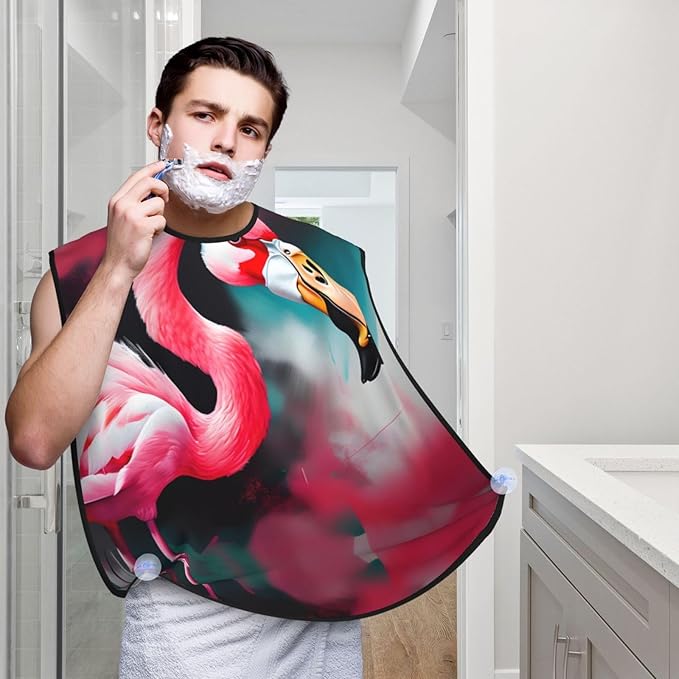 Pinks Cotton Candy Print Beard Bib Shaving Apron, Beard Hair Trimming Cape Gift For Dad