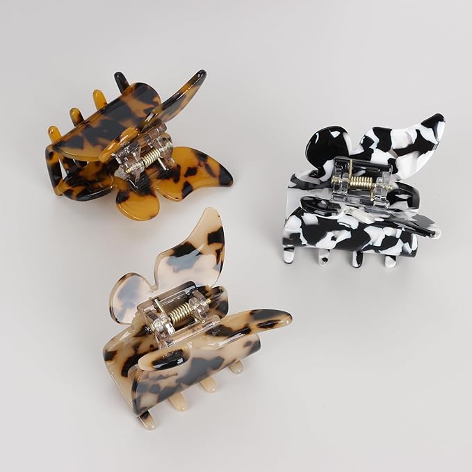 Butterfly Hair Clips Hair Claw Butterfly Tortoise Shell Jaw Clips 2.3 inch Beautiful Hair Accessories for Girls and Women. (3 pack)