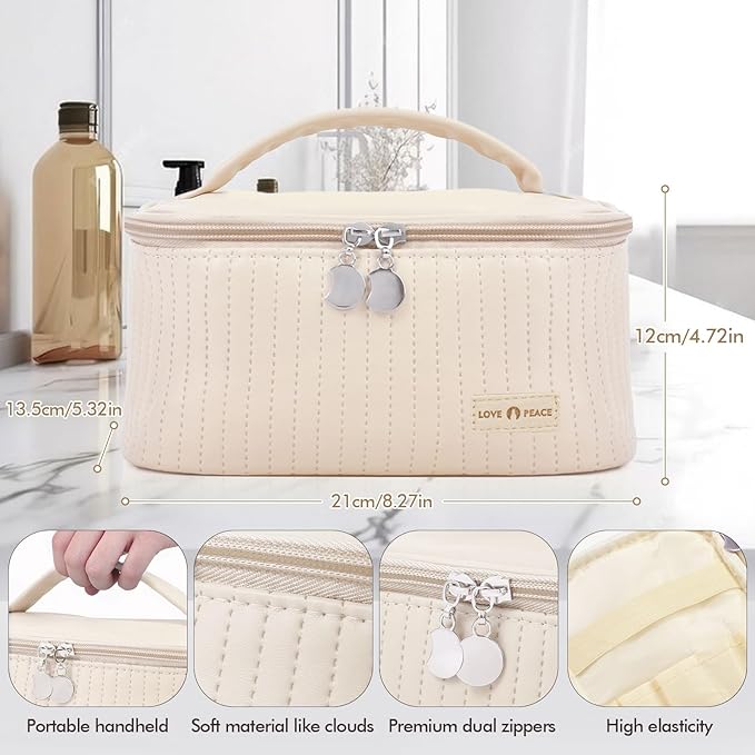 Makeup Bag Travel Cosmetic Bag, Large Capacity Makeup Organizer Bag and Storage, Portable PU Leather Pouch Toiletry Bag Make up Organizer, Cosmetic Bags for Women