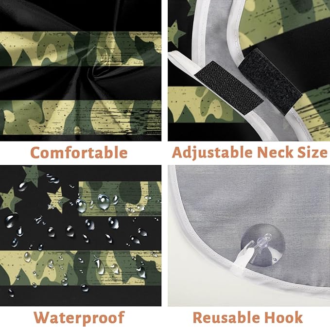 Camo Flag Beard Bib Apron,Beard Hair Catcher,Non-Stick Beard Shave Cape,Shaving Trimming Non-Stick Waterproof Grooming Gifts for Dad Men Him Boyfriend