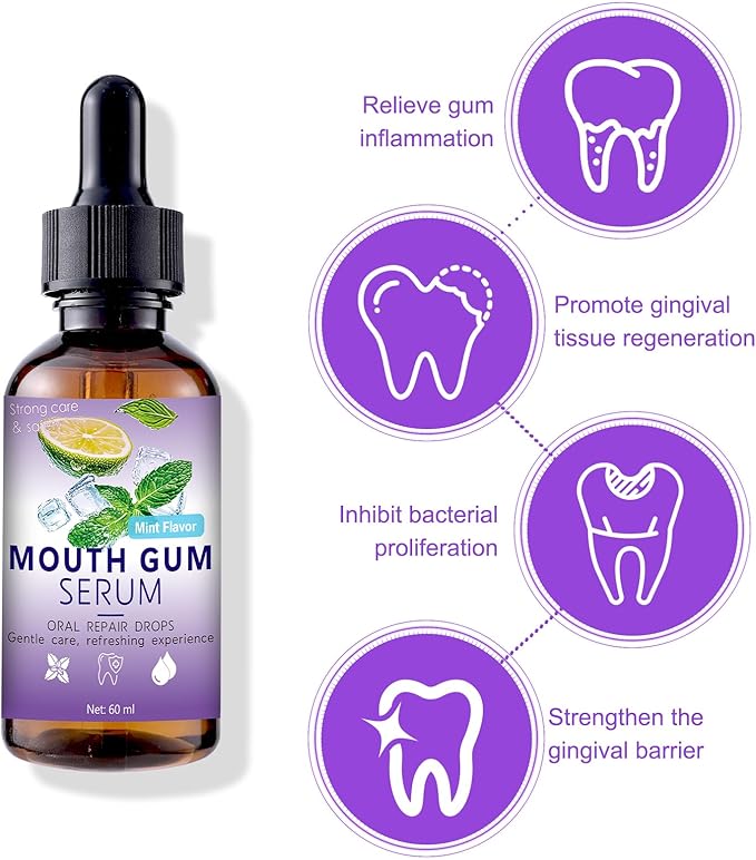 Gum Restore Drops 60ml, Advanced Natural Restore Formula for Receding Gums & Stain Removal for Adults, Fresh Breath Instantly and Gums Regrowth