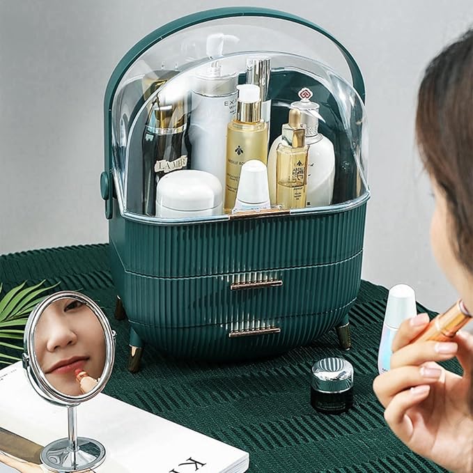Egg Makeup Organizer, Egg Shape(Oval) Makeup Storage Box Countertop Portable Vanity Cosmetics Organizer