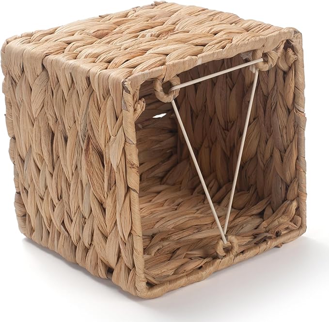Tissue Box Cover Sqaure, Water Hyacinth Tissue Box Holder, Boho Decorative Woven Facial Tissue Holder for Bathroom, Kitchen, Living Room, Bedroom (Square)