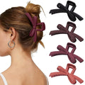 Mesovor 4 Pack Cute Bow Claw Clips, Nonslip 4.92" Large Matte Strong Hold Bows Hair Clips for Thin and Thick Hair | Chic Hairclips for Holidays or Everyday Hairstyle (Red Matte)