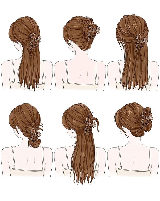 Mesovor 4 pack Cute Bow Claw Clip for Women, Nonslip Large Matte Strong Hold Bows Hair Clips for Thin and Thick Hair | Chic Hair Styling Accessories (Tortoise Polished)