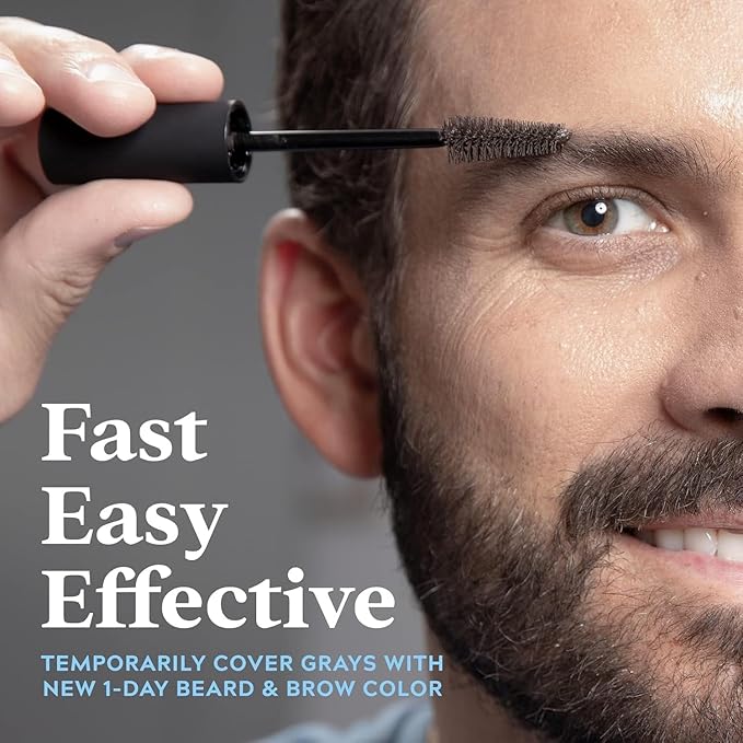 Just for Men 1-Day Beard & Brow Color, Temporary Color for Beard and Eyebrows, For a Fuller, Well-Defined Look, Up to 30 Applications, Dark Brown, Ships in Eco-Friendly Packaging (Pack of 3)