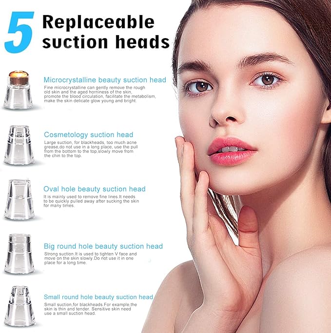 Blackhead Remover Pore Vacuum Cleaner - Upgraded Facial Pore Cleaner - Electric USB Pore Vacuum with 5 Probes - Upgraded Blackhead Suction Tool - Blackhead Remover Kit
