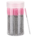 100 Pcs Disposable Eyelash Brush, Mascara Wands Makeup Brushes Applicators Kits for Eyelash Extensions, Eyebrow Brush with Container (Pink, Black)