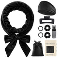 Obeoby Heatless Curls Overnight Set, No Heat Hair Curlers To Sleep In, Hair Rollers with Scrunchies and Clips for Women Long & Short Hair, black