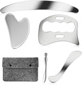 Stainless Steel Muscle Scraper Gua Sha Kit and Derma Edge Scraping Tools for Physical Therapy, Deep Tissue Guasha Massage Tool for Body and Face Relaxation (Grey-5pcs)