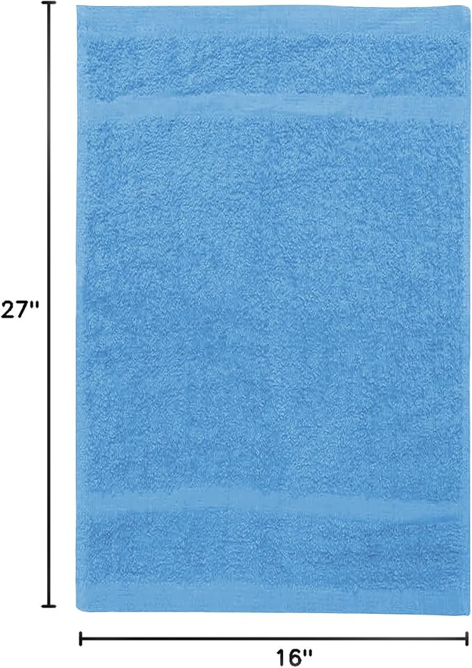 Avalon Towels Salon Towel - Sky Blue Hand Towels Bulk Pack of 24 - 100% Cotton Absorbent Spa, Facial & Gym Towel for Working Out - 16x27 Inches (Not Bleach Proof)