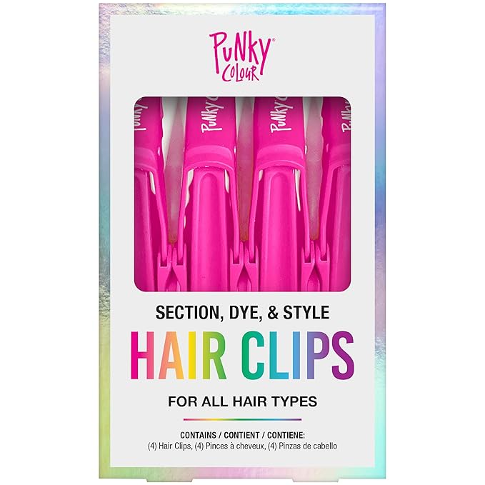 Punky Colour Hair Clips for Styling – Strong Grip, Non-Slip, Hair Sectioning Clips for All Hairs, Professional Salon Quality, 4 Piece, 1 Pack