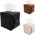 Tissue Box Cover Square, Leather Tissue Holder Organizer with Side Snap for Bathroom, Vanity, Tabletop, Office (3Pack-Mix)