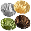 4 PCS Shower Cap for Women, Elastic and Reusable Bath Caps, Double Layers Shower Caps Reusable Waterproof, Bathing Shower Caps, Environmental Bath Hair Protection Cap -Gold+Green+Silver Gray+Brown