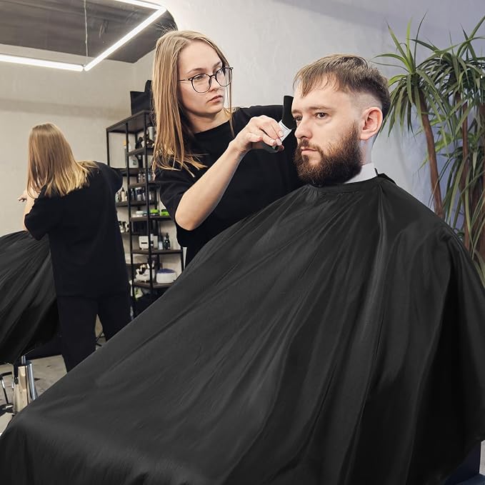 hair cutting cape set, salon barber cape with duster brush and disposable barber neck strip Salon Barber Cape for Men, Women