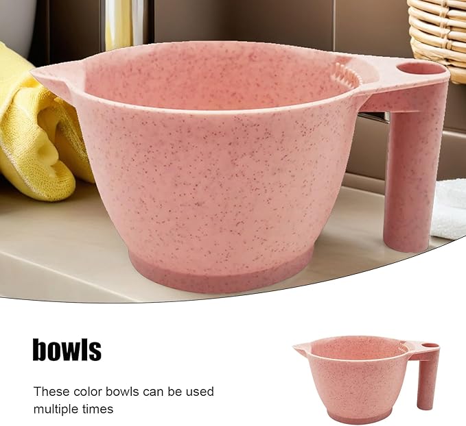 Beaupretty Hair Dye Facial Tools 2pcs Tint Bowl Mixing Bowls Hair Dye Bowls with Handle for for Barber Salon Home Pink Hair Dye Facial Tools