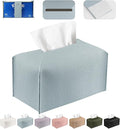Tissue Box Cover PU Leather Tissue Holder Rectangle Facial Tissue Case Tissue Box Organizer Dispenser for Bathroom, Kitchen, Home, Office, Tabletop (Blue, Tall)