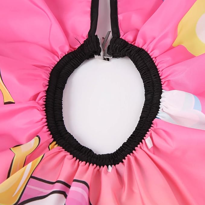 DOKKIA Barber Hair Cutting Cape Kids Children Toddler Boys Girls Hairdressing Salon Styling Cloth Apron Cover Gown with Neck Duster Brush Unicorn Rainbow Pink
