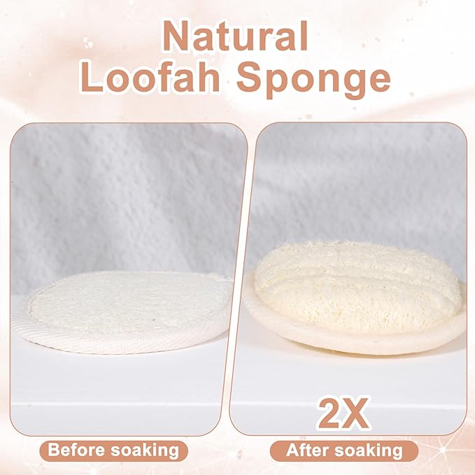 4 Pcs Natural Loofah Sponge, Luffa Exfoliating Body Scrubber for Women Men Bath Loofah for Body and Face Made with Shower Luffa Sponge