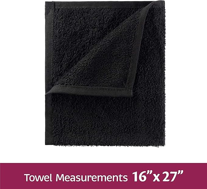 Spa Towels for Facials - Salon Towels Hand Towels Bulk Facial Towels for Estheticians Soft Toallas para Salon De Belleza 16 x 27 Inches Pack of 12 (Black)