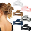 Auseibeely 6 Pcs Large Claw Clips for Thick Hair, 4.1 Inch Square Claw Clip for Women Girls, Strong Hold Hair Clips for Thick/Long/Curly Hair, Non-slip Banana Jaw Clip Accessories, Multicolor
