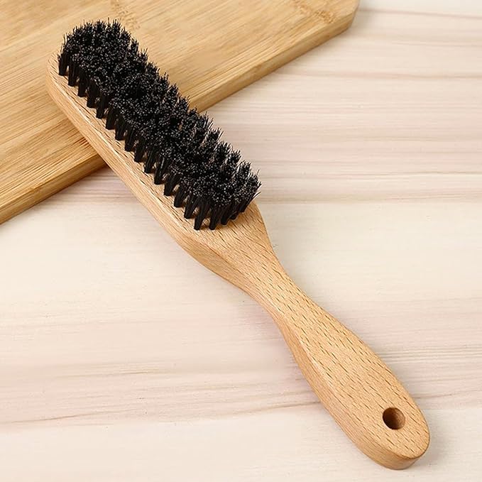 Men's Boar Bristle Hair Brush, Natural Wood Handle Grooming Brush for Daily Styling, Beard & Hair Detangling, Perfect for Pompadour & Slick Back Hairstyles