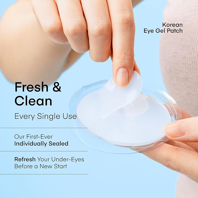 TEREZ & HONOR Caffeine Eye Patches - 24 Pairs Korean Hydrogel Under Eye Masks for Dark Circles, Puffiness, Bags - Undereye Brightening, Hydrating & Cooling, Travel & Gift Ready Skincare Eye Pads