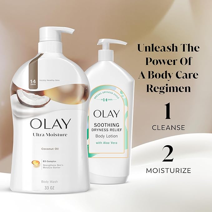 Olay Body Wash for Women, Ultra Moisture, 24/7 Moisture Barrier Repair, Hydrating Formula for Visibly Healthy Soft Skin, Vitamin B3 & Hyaluronic Blend, For All Skin Types, Coconut Oil Scent, 35 fl oz