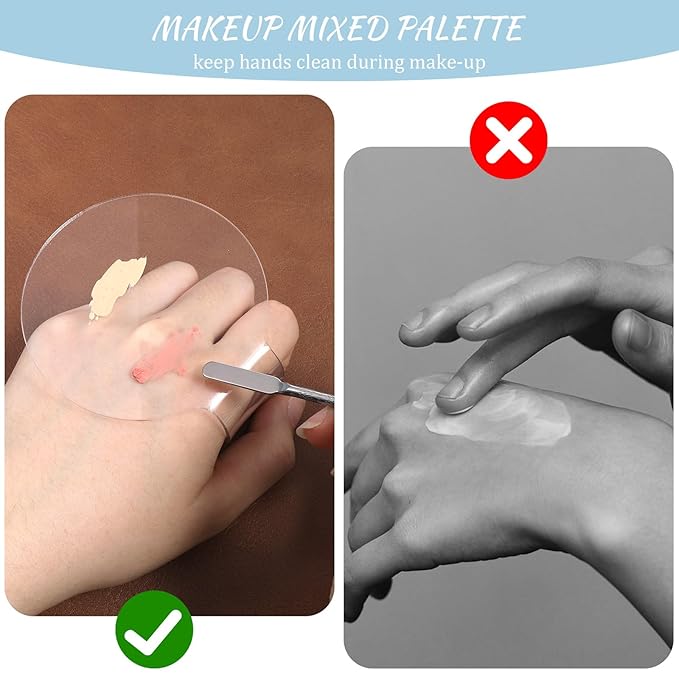 Acrylic Makeup Mixing Palette, Cosmetic Foundation Palettes Clear Nail Palettes Makeup Palette Tray with Spatula Tool for Salon Foundation Eye Shadow Lipsticks Nail Art Professional Pigment Blending