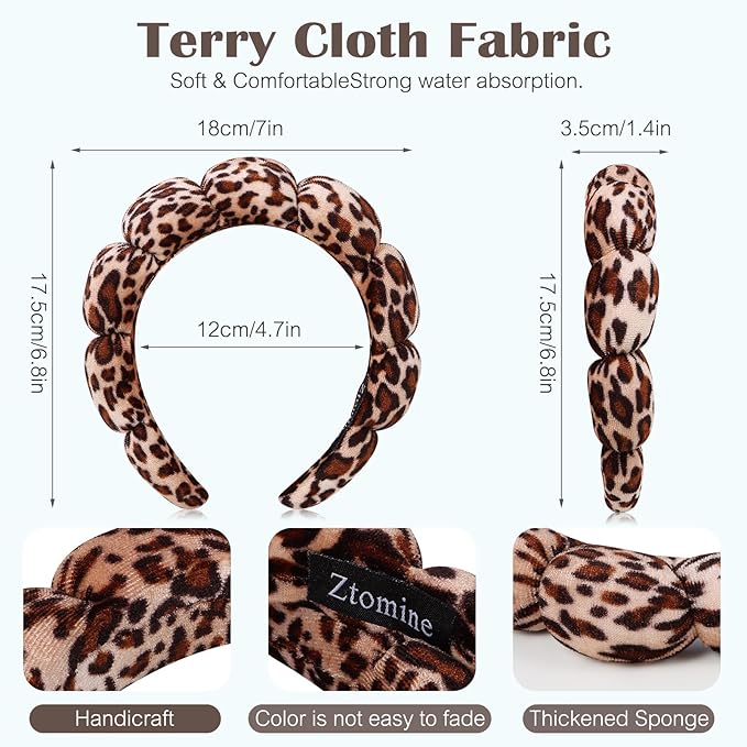 Spa Headbands for Facial Skincare, Set of 2 Terry Cloth Headbands for Face Washing, Hair Mask, Skin Treatment