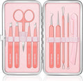 Eyebrow Tweezers for Women Facial Hair, 10 in 1 Eyebrow Kit with Pimple Popper and Blackhead Remover Tool, Ingrown Hair Tweezers Set with Travel Bag, Hair Plucking Daily Beauty Tools
