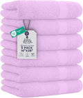 DAN RIVER 6-Pack Premium Hand Towels (16x28 Inches) - 100% Cotton, Ultra Soft, Lightweight, Highly Absorbent Towels for Bathroom, Spa, Gym, Salon, Hotel, and Travel - Lavender