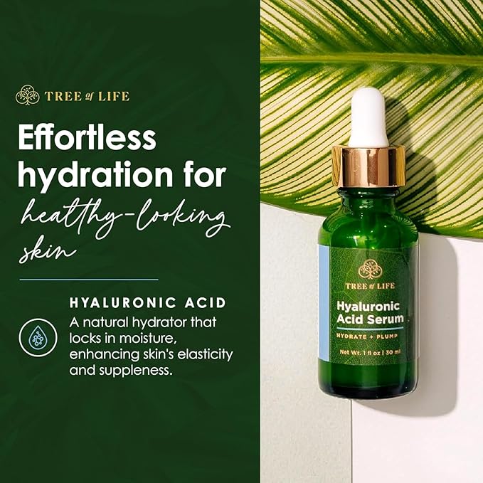 Tree of Life Beauty Hyaluronic Acid Serum, Skin Brightening Face Oil for Dark and Age Spots, Facial Serums for Dry and Sensitive Skin Care with Vitamin E for Soft Smooth Skin, 2 Fl Oz, (Pack of 2)